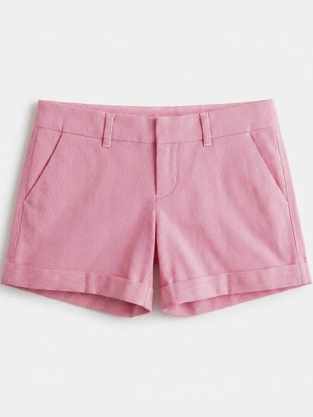 Dear John Finnegan Roll Cuff Chino Shorts- Seersucker Pink/White